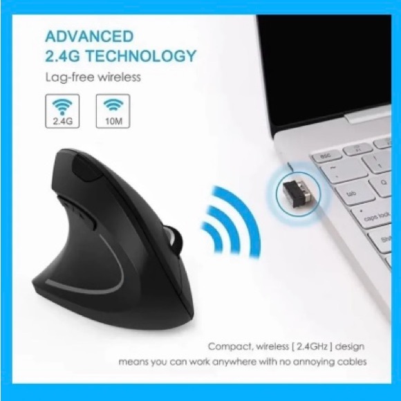 NEW STYLE Right Hand Fifth Generation Vertical Wireless Wired Optical Mouse - Picture 3 of 3